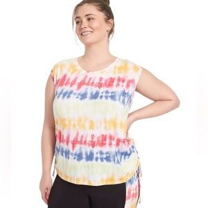 LIVI LANE BRYANT SLEEVELESS TIE DYED RUCHED SIDES SHIRT TOP XL